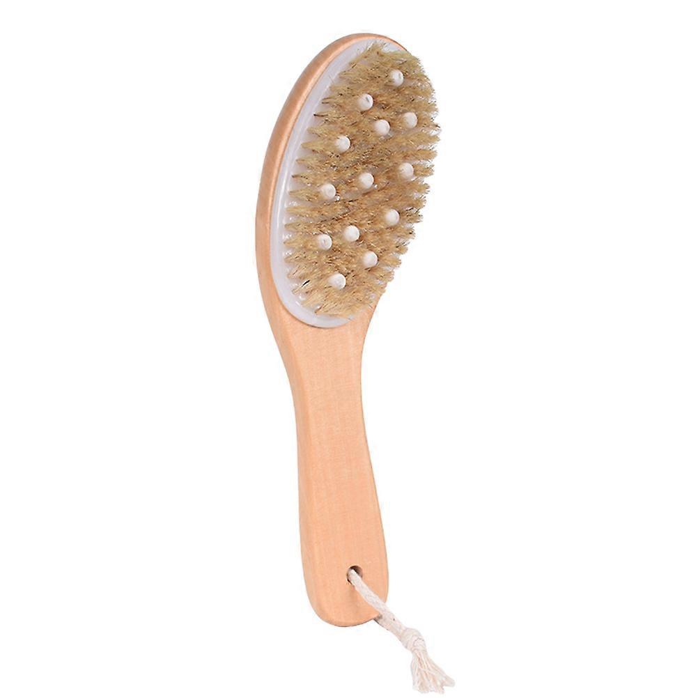 Exfoliating Oval Wood Handle Bristle Shower Use For Adults 1Set