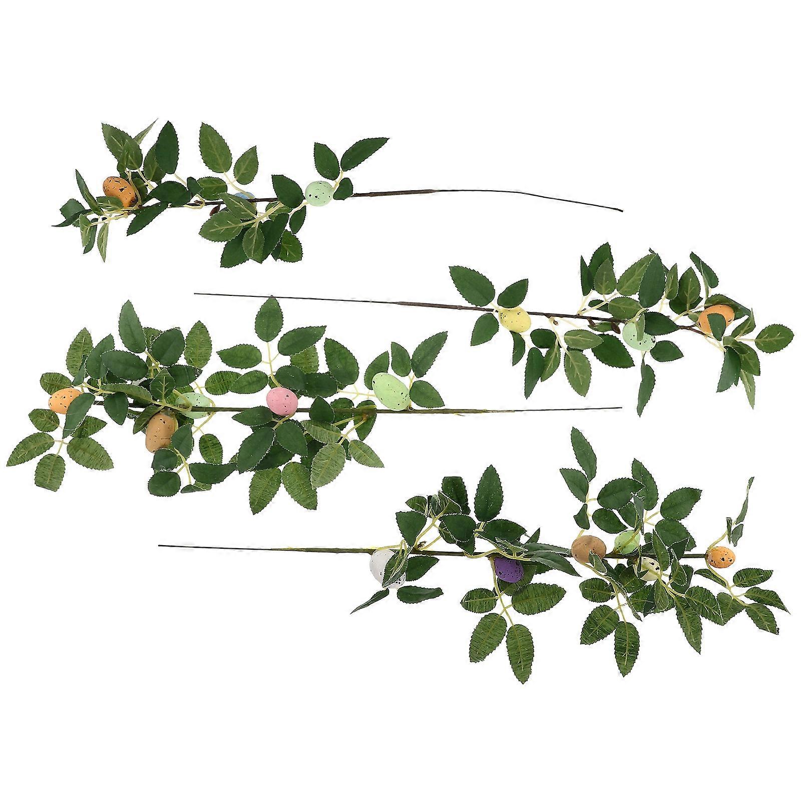 Artificial Egg Bouquet Foam Branches with Mini Rose Leaves – Easter Spring Vase Decor for Centerpieces and Rustic Floral Arrangements