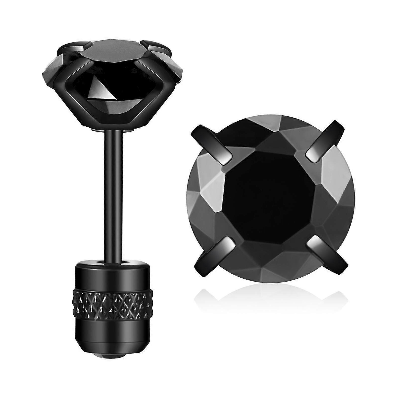Black Stud Earrings For Men And Women Screw Back Various Occasions 1Pair