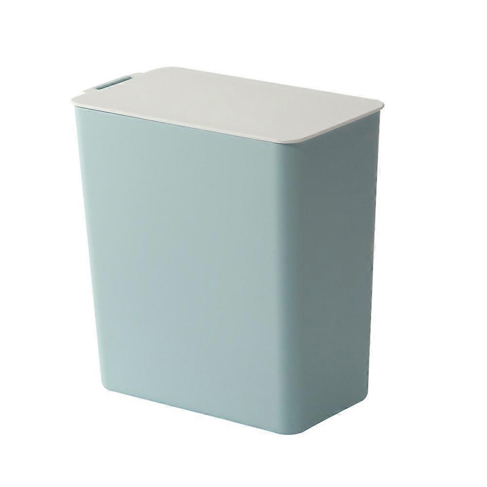 Stylish Blue Mini Trash Can with Lid – Compact Plastic Waste Container for Office, Kitchen & Home Recycling & Cleanliness Storage Bucket