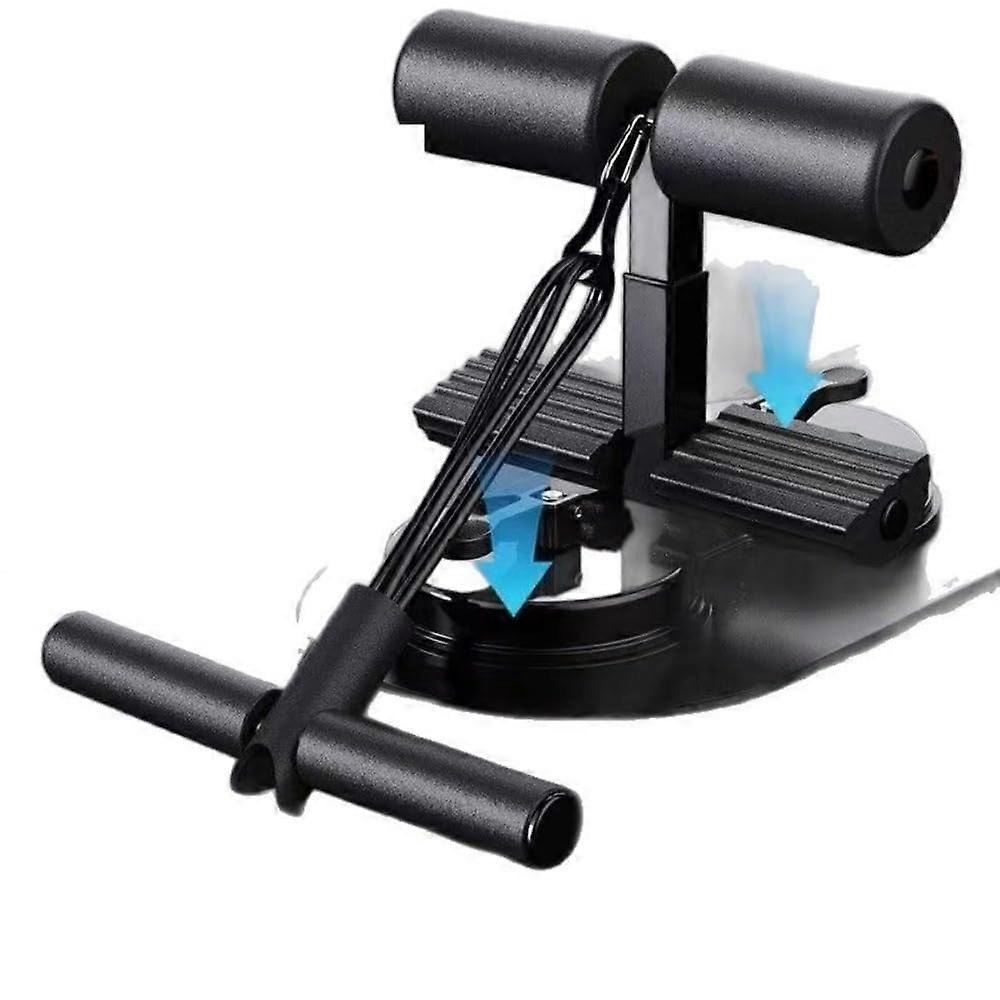 Sit Up Aid Device with Double Suction Cups and Pull Rope for Portable Core and Abdominal Training, Black Fitness Equipment