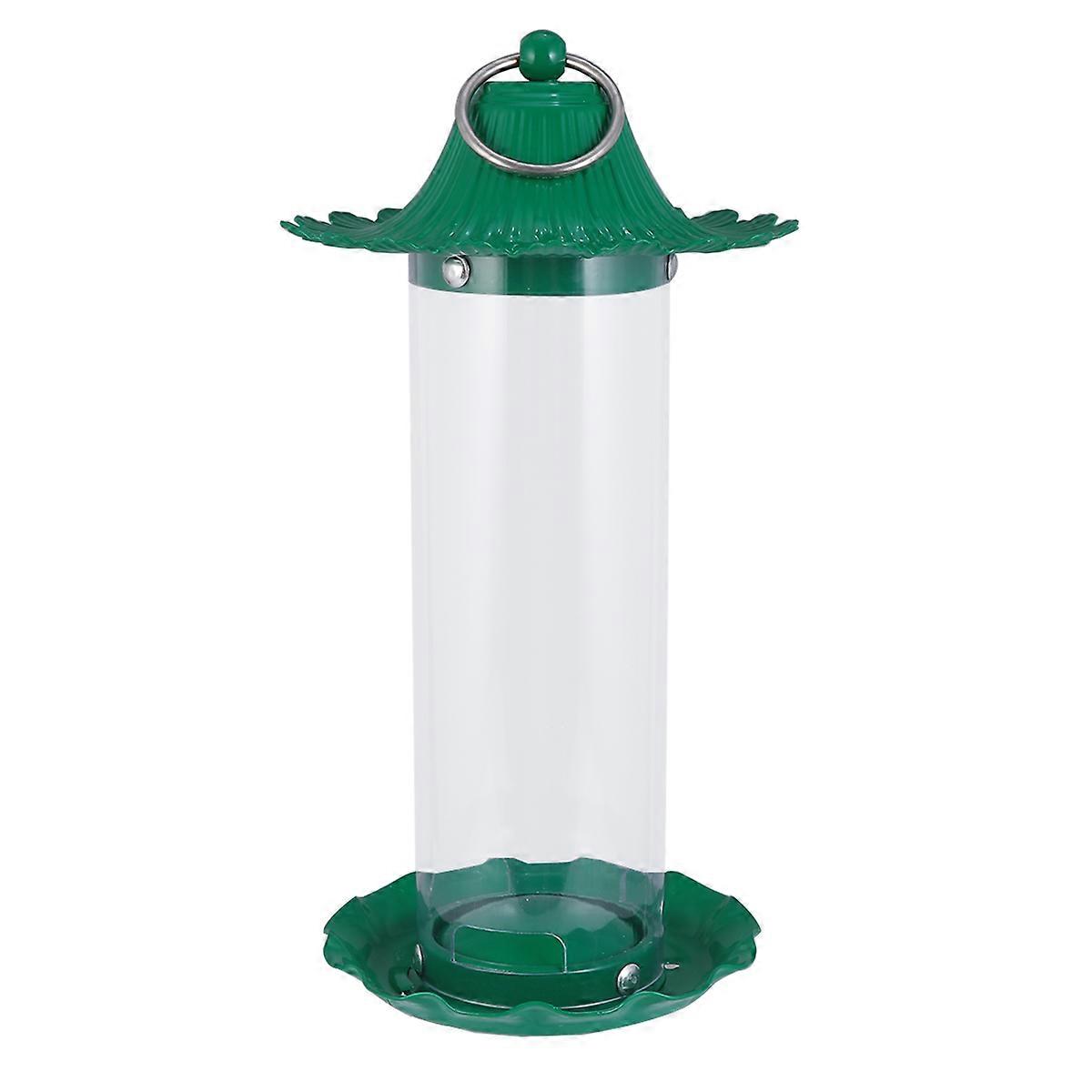 Waterproof Bird Feeder Green Made of PVC and Iron with Squirrel-Proof Design for Hanging Use