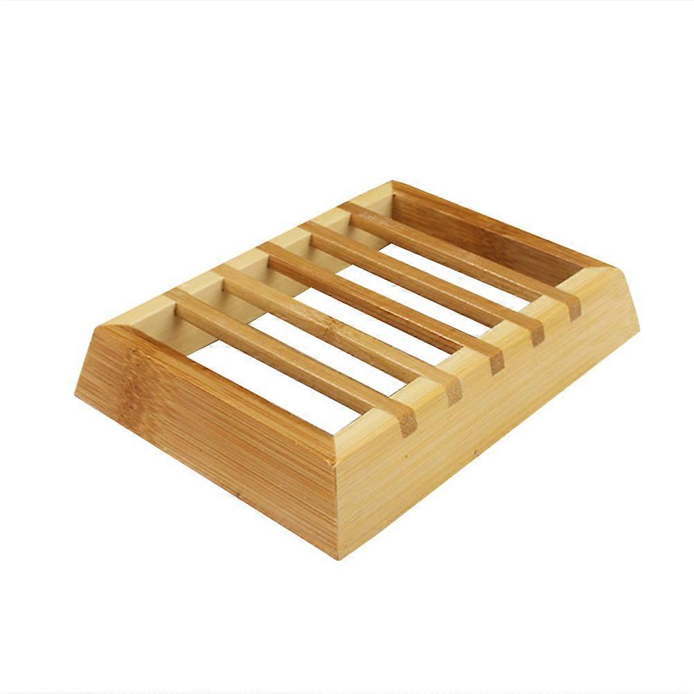 Self Draining Soap Holder Wooden Soap Dish Tray Prevent Slipping 12 x 8.6 x 2.4cm 1Pcs