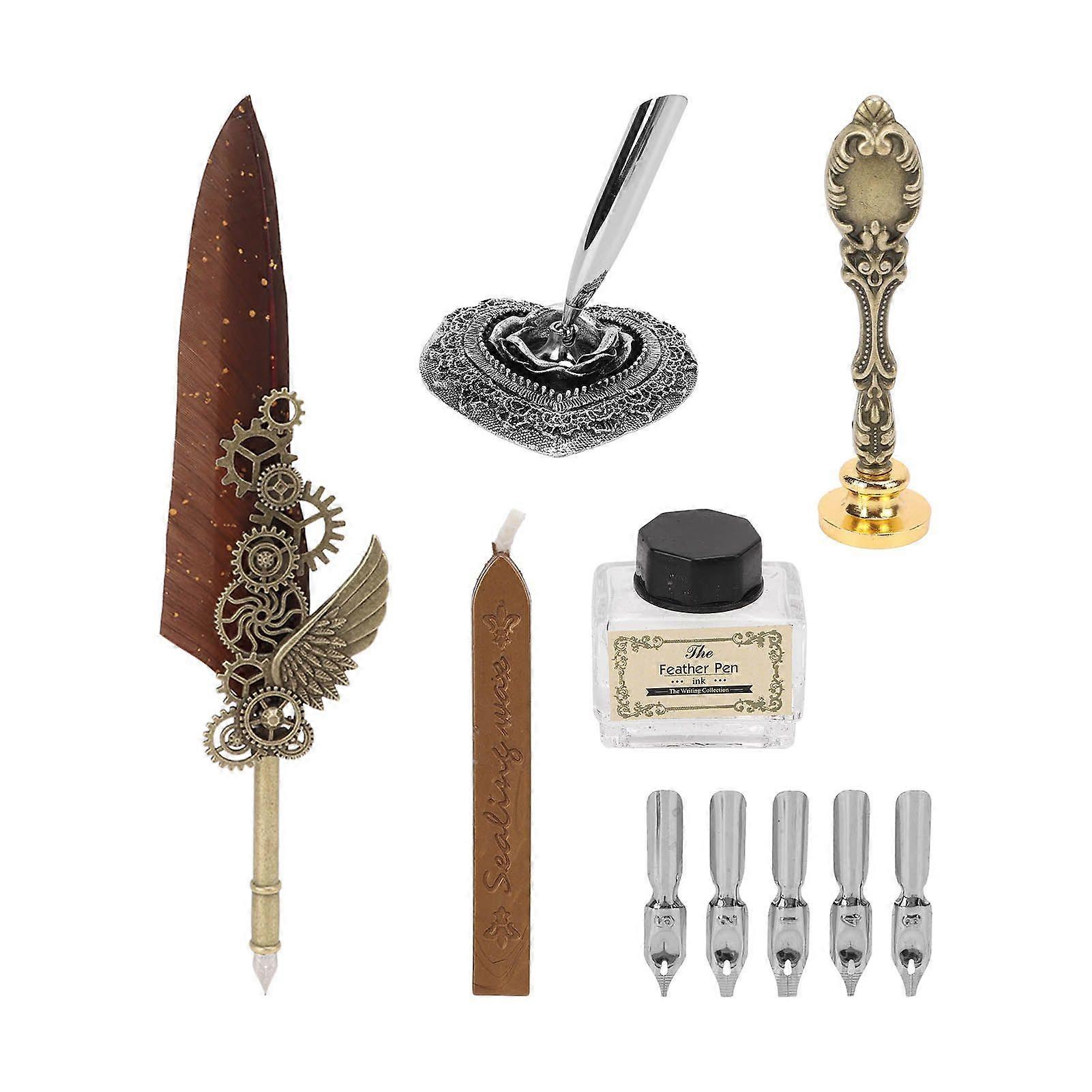 2025 Latest Model  Feather Pen Clear Engraving Quaint Texture Practical