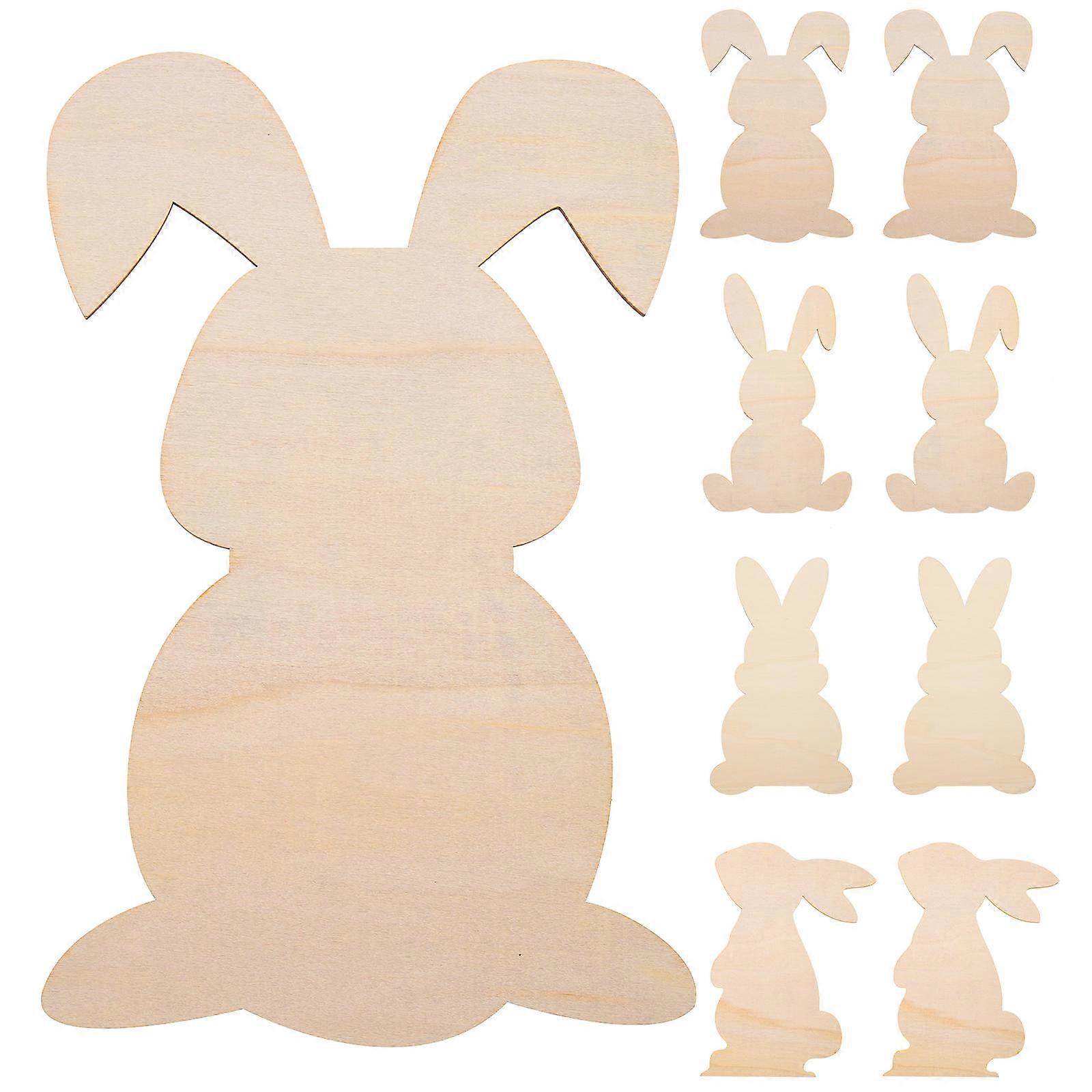 6 Pack Unfinished Wooden Bunny Cutouts for DIY Crafts, Easter Decorations, and Creative Family Projects