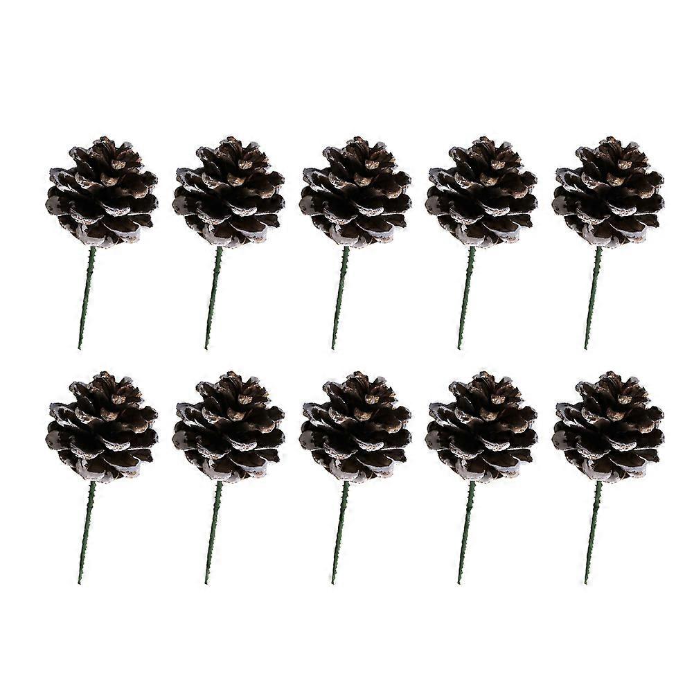 Simulated Pinecone Branch Ornament Christmas Wreath Decoration Artificial Style 18.00x5.00x5.00cm 10Pcs