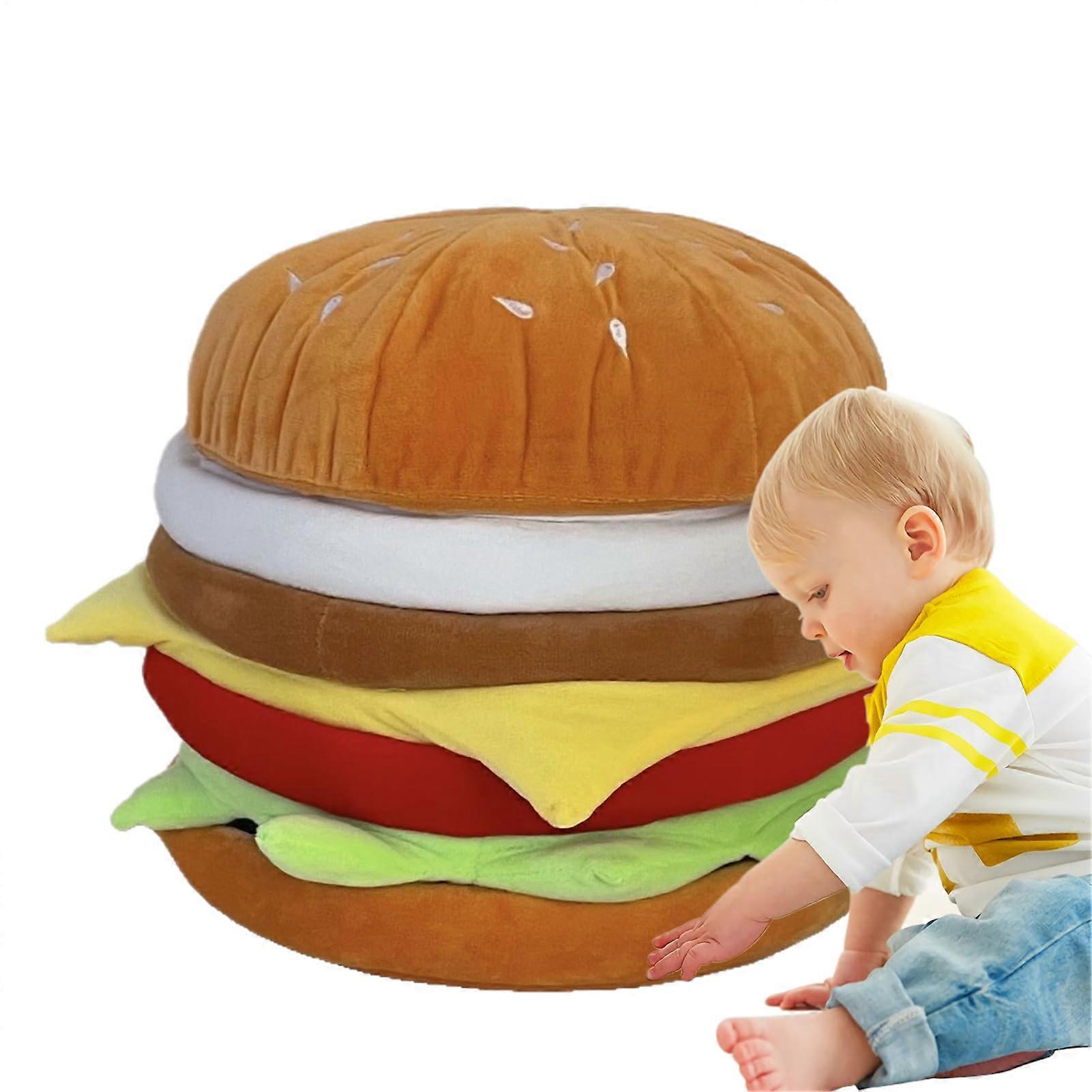 Hamburger Shape Ottoman with Storage, Multifunctional Shoe Changing Stool, Hidden Storage Compartment