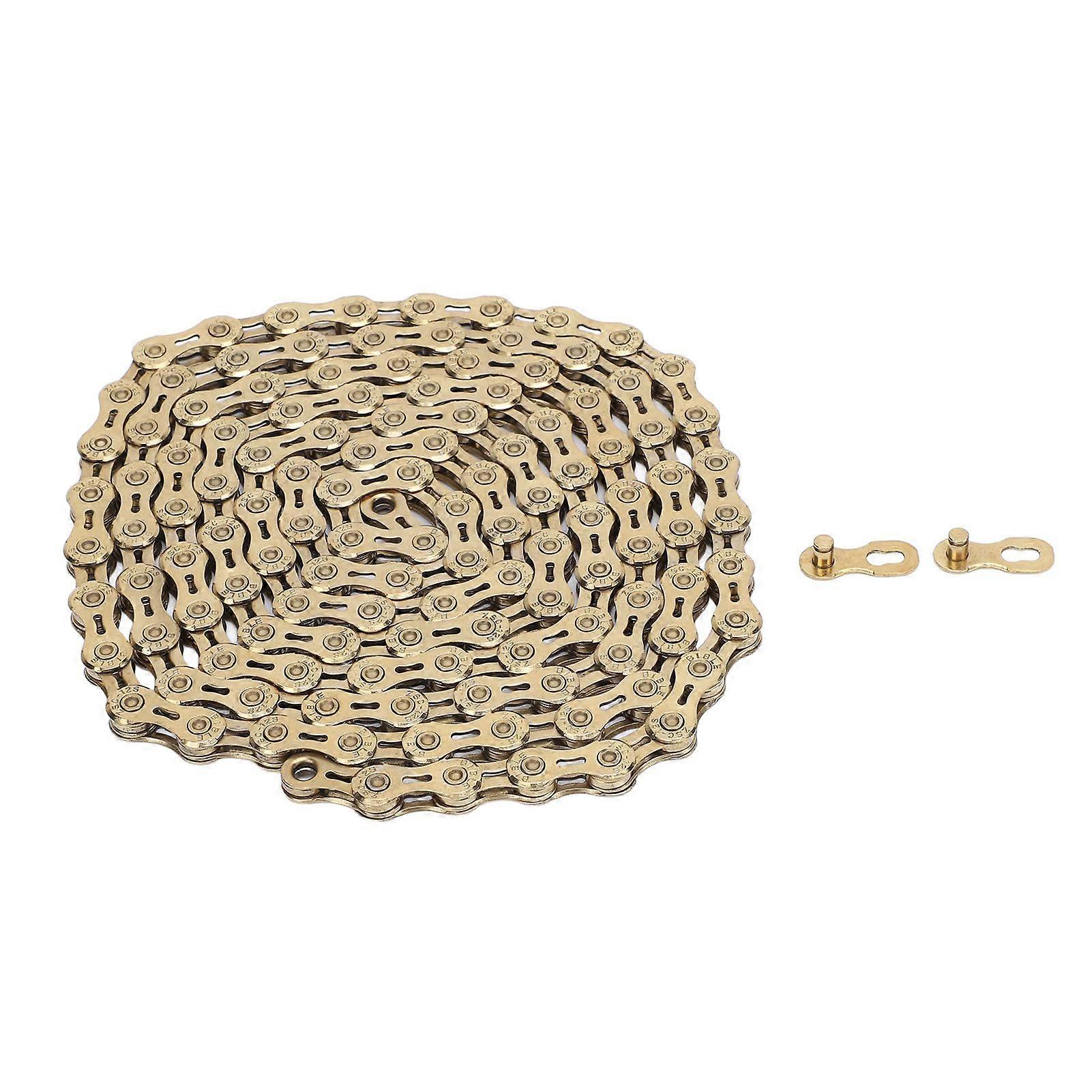 12 שרשרת אופני מהירות חצי חלול קל משקל במיוחד אופני הרים שרשרת כביש עם 2 מחבר שרשרת רוז זהב YMQX)