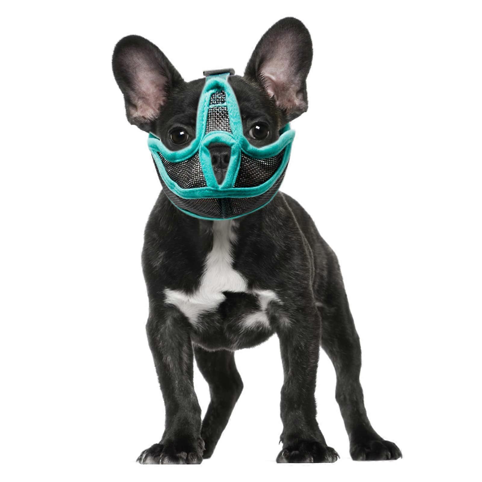 Dog Muzzle with Short Snout, Breathable Mesh Muzzle for Dogs, Bite, Chew and Licking, Flat Muzzle for French Bulldog, Shih Tzu and Pug (S)