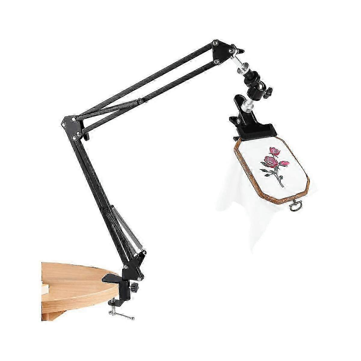 Adjustable Metal Rotating Embroidery Hoop Stand with 360 Degree Spin Knob for Needlework