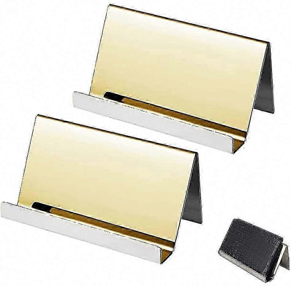 2 stk rustfrit stål visitkort holder stativ - holdbar metal kort display til kontor og begivenheder