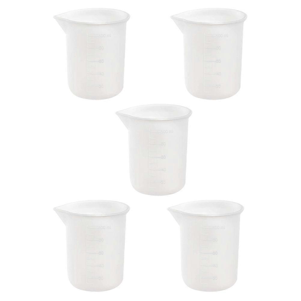 Silicone Measuring Cup for Home Use with Clear Scale Easy to Clean and Comfortable to Hold White 5pcs