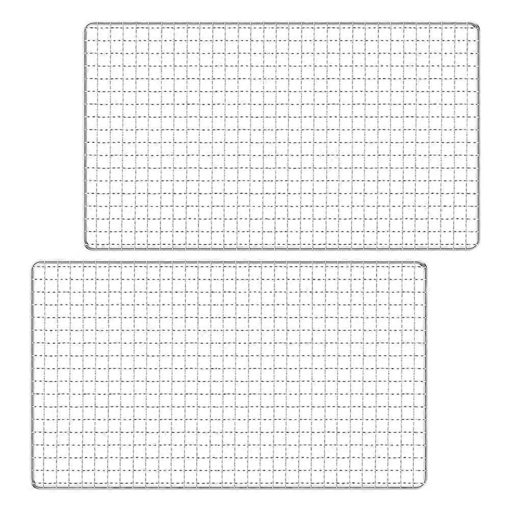 Grill Mats For Outdoor Grill Heavy Duty Barbecue Meshes Silver 44X26X1CM Heat Distribution Air Circulation 2Pcs