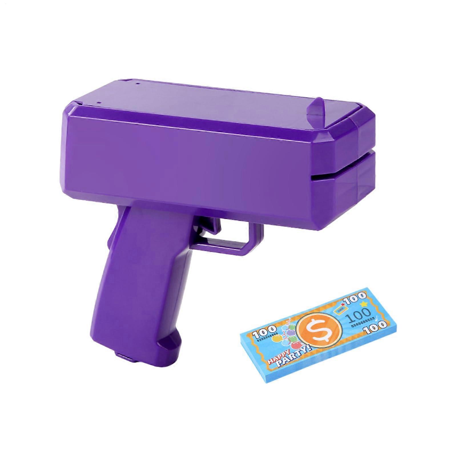 Money Shooting Machine - Purple Spray Shooter for Party Events, Handheld Bill Shooter Toy, Battery Not Included