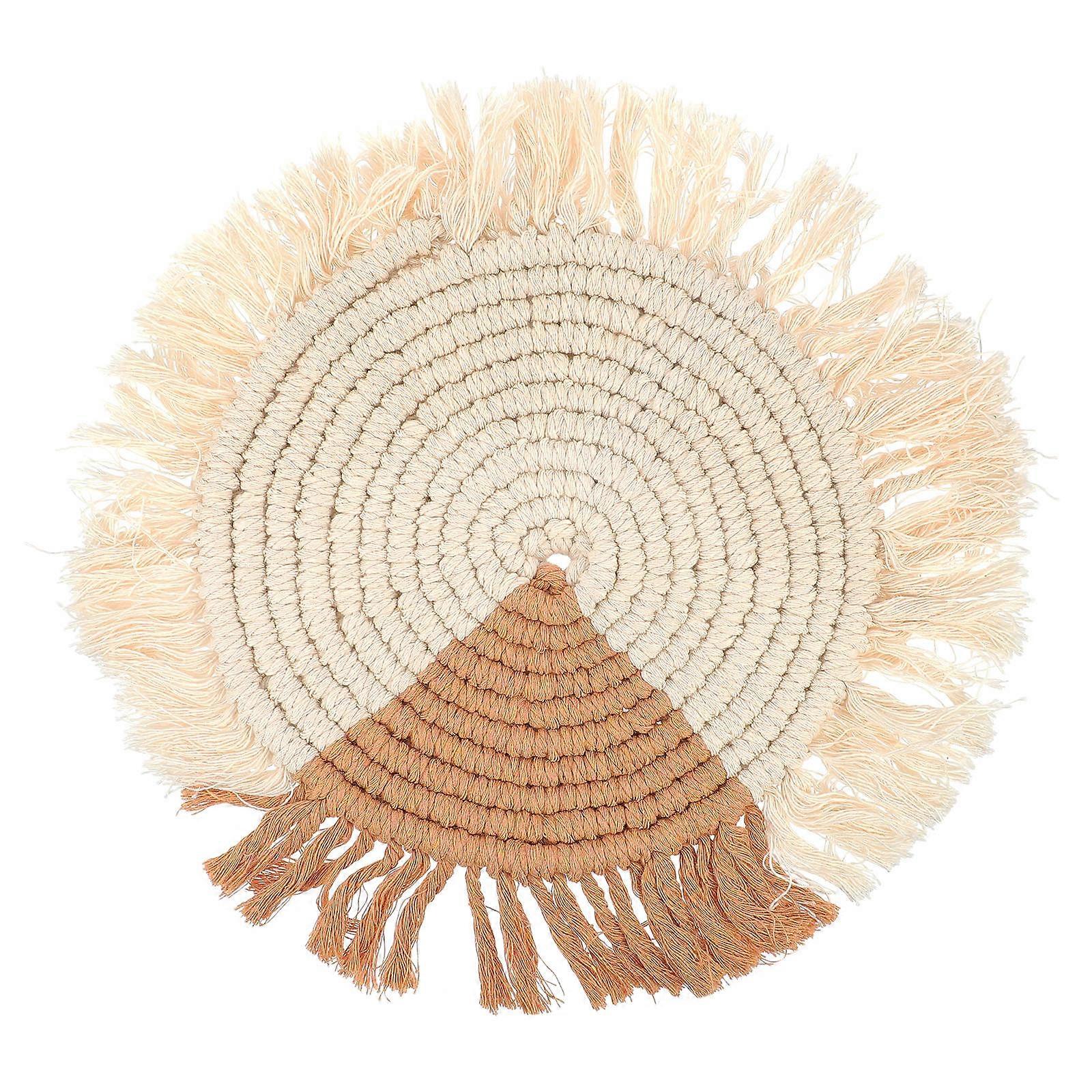 Cloth Coasters For Drinks Handmade Macrame Coaster Heat-Resistant Tableware Cotton Square Bohemian Style 30x30x1.5cm 1Set