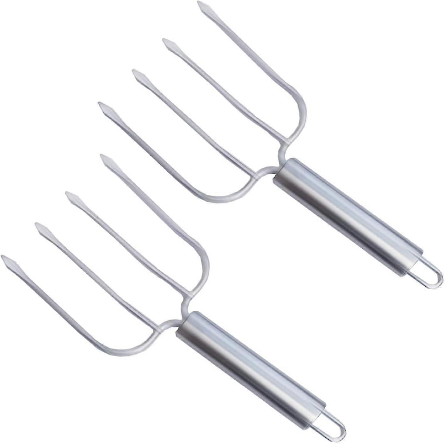 Stainless Steel Turkey And Poultry Lifters Set Of 2 - Four Needle Meat Fork, Professional Roaster Poultry Fork - DD 0619