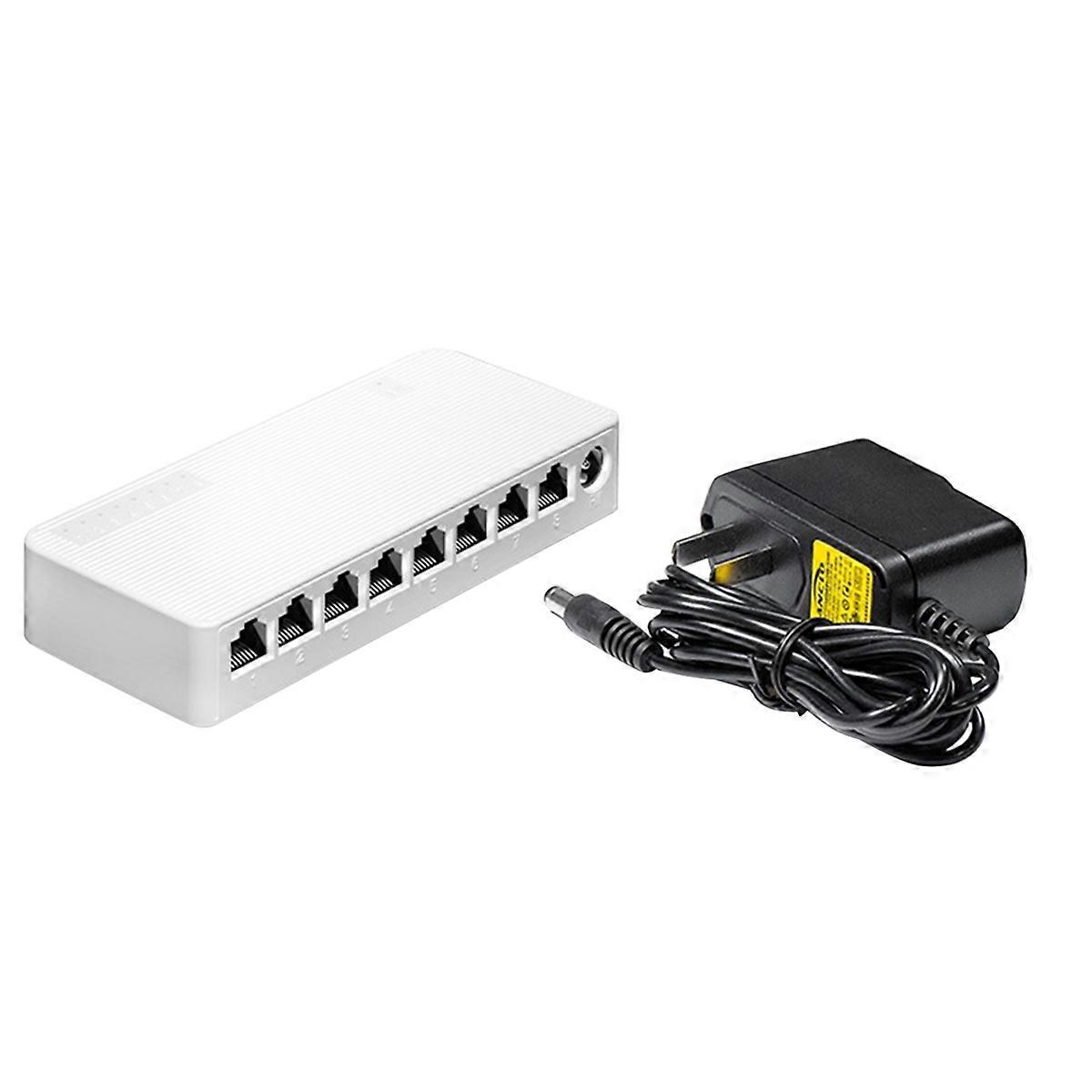 8 Port 100Mbps Ethernet Switch Portable Ethernet Splitter Hub US Plug