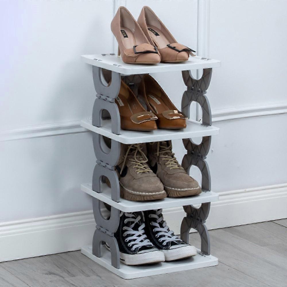 Foldable 4 Tiers Shoe Rack Organizer Home Entryway Bathroom Dorm PP Storage Shelf