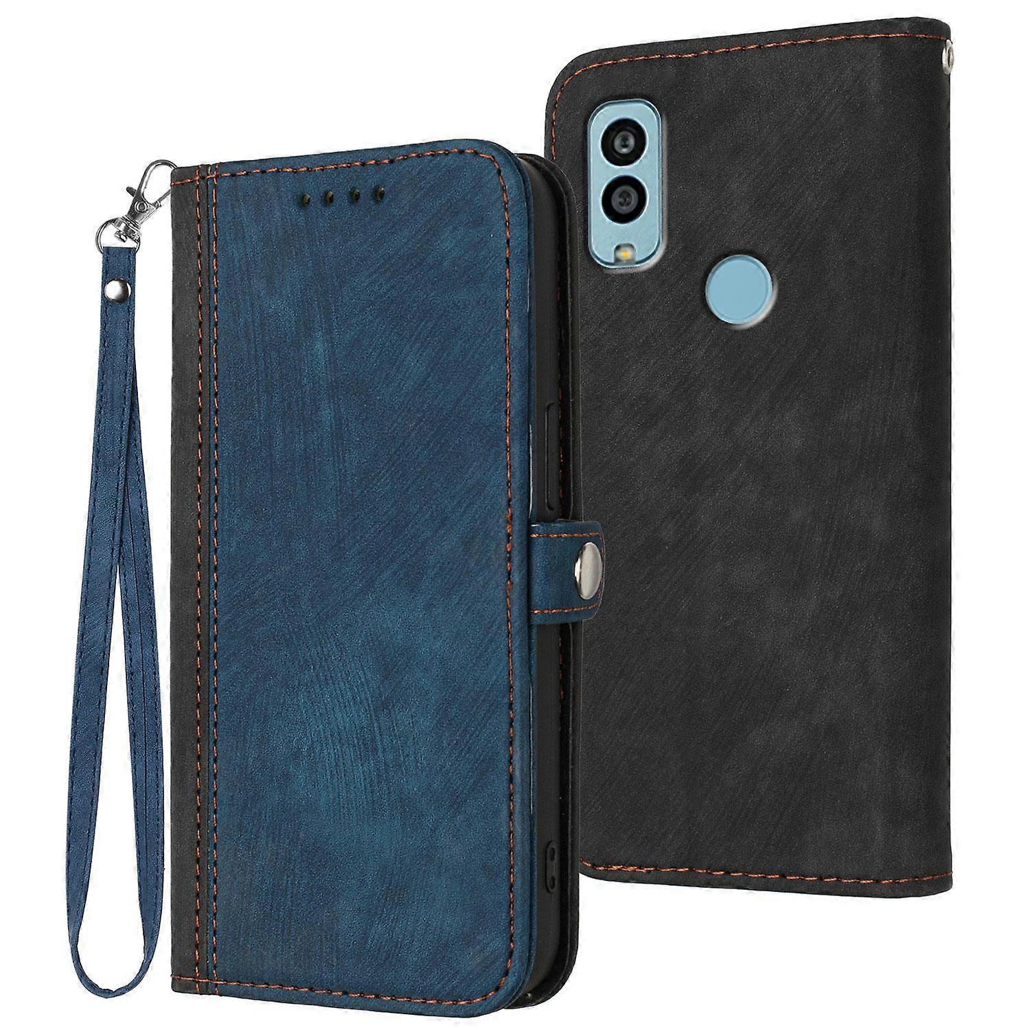 Side Buckle Double Fold Hand Strap Leather Phone Case