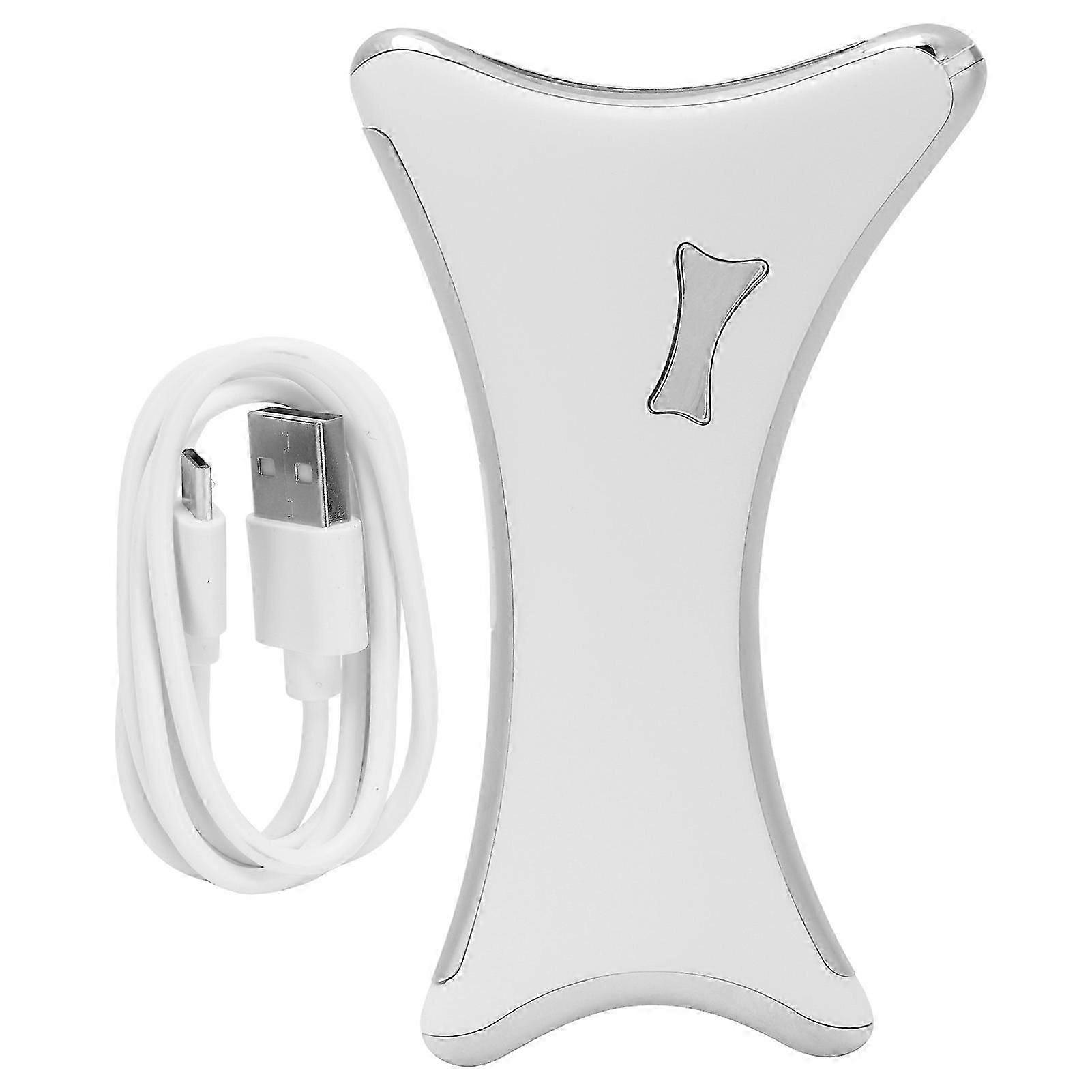 White LED Gua Sha Massager - Rechargeable Facial Tool with Heating & Microcurrent