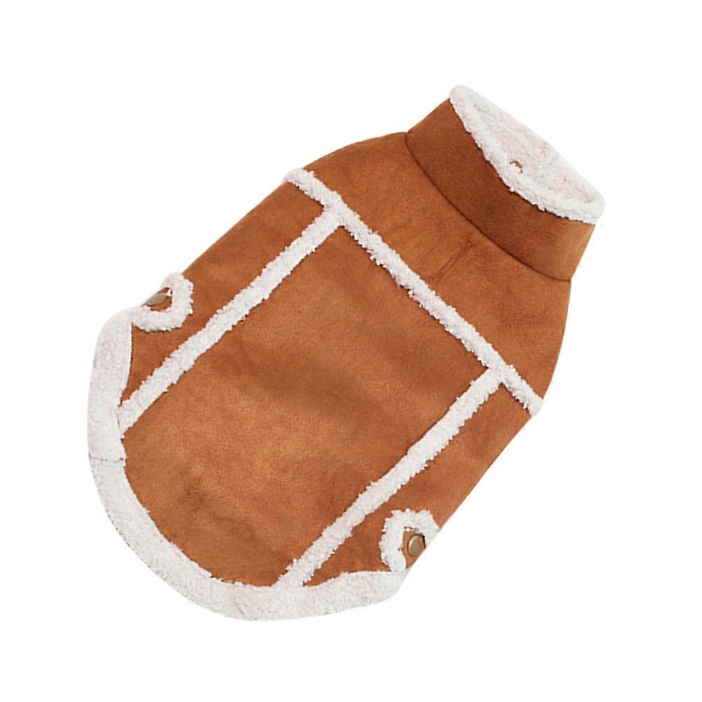 Dogs Clothes Winter Coat For Puppies Suede Fabric Brown Size England Style 1Set