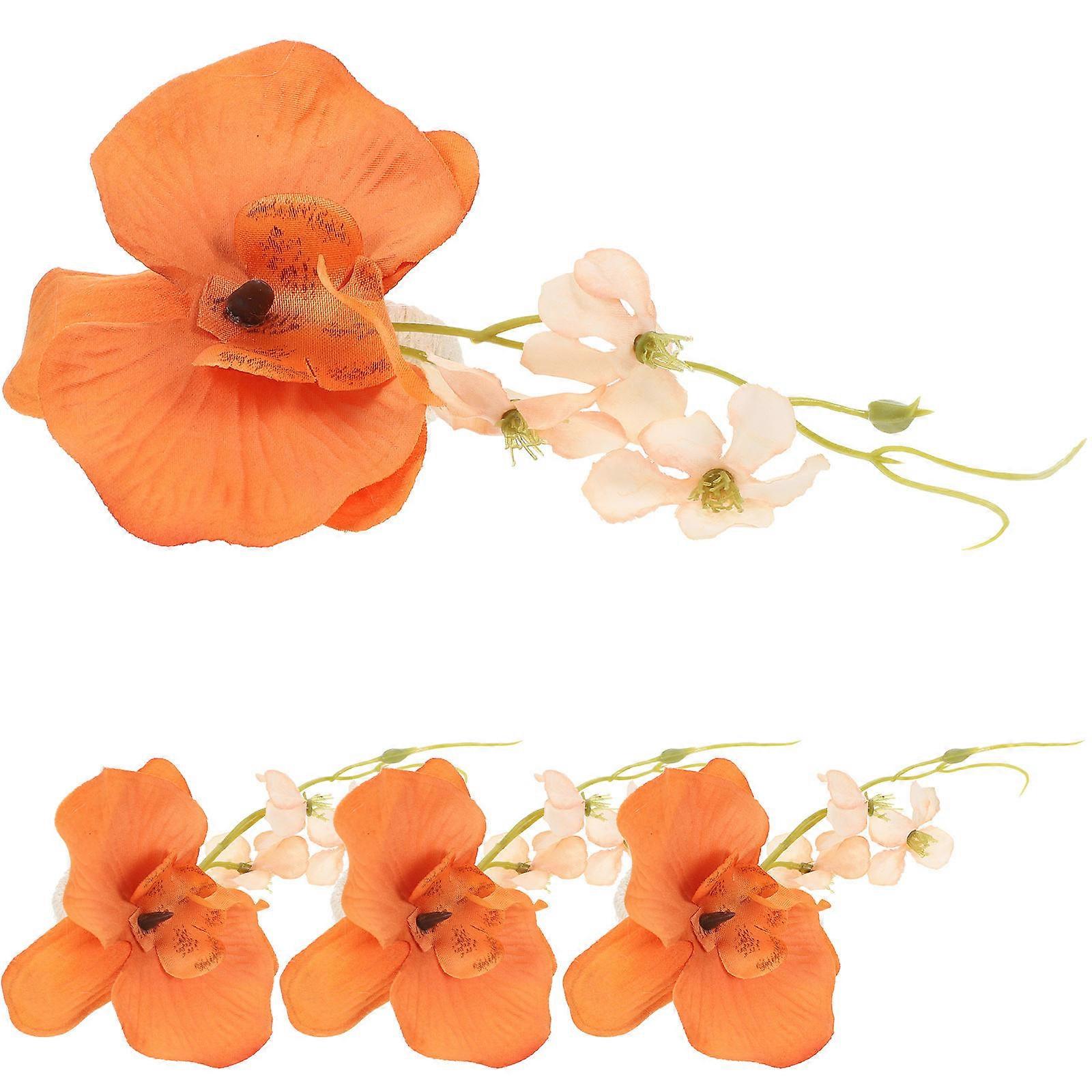 Silk Flower Napkin Rings in Orange Color for Decor with Elegant Design and Material 4 Pieces