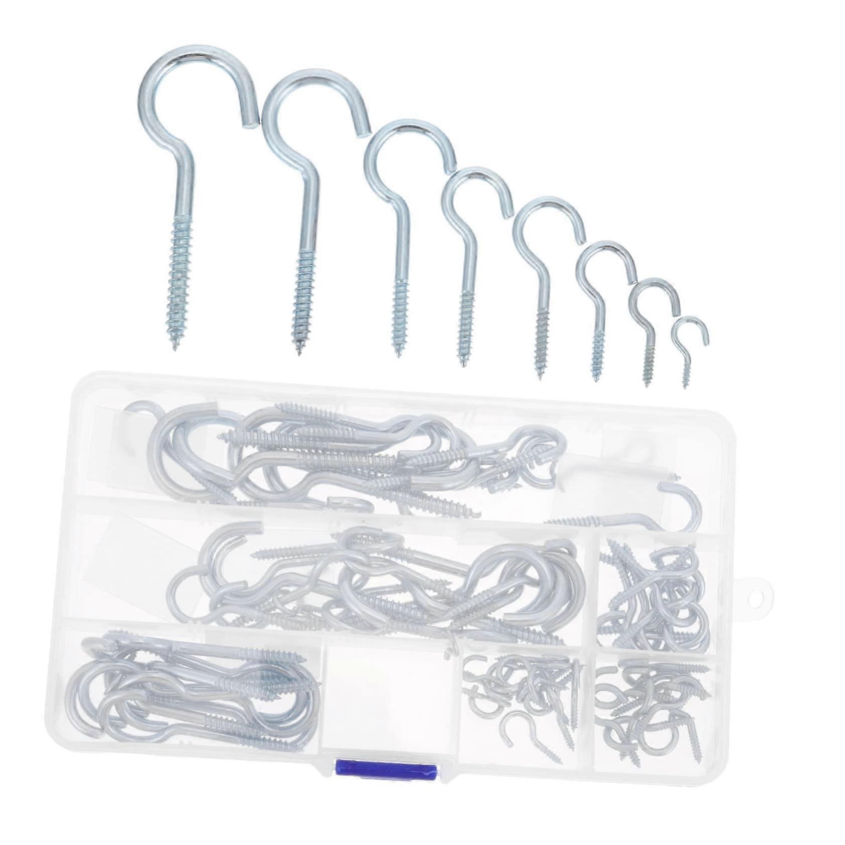 80 pieces screw hooks, sturdy metal hooks for ceiling mounting, versatile for cups, keys, decorations, easy installation,  stability.