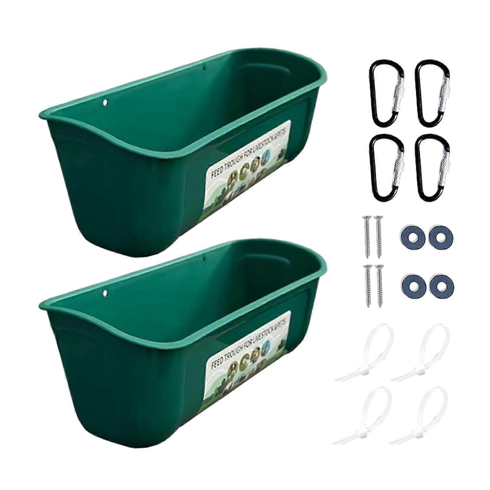 Fence Feeder for Chickens, 2 Pack Hanging Feeder with Clips, Chicken Water Dispenser Green