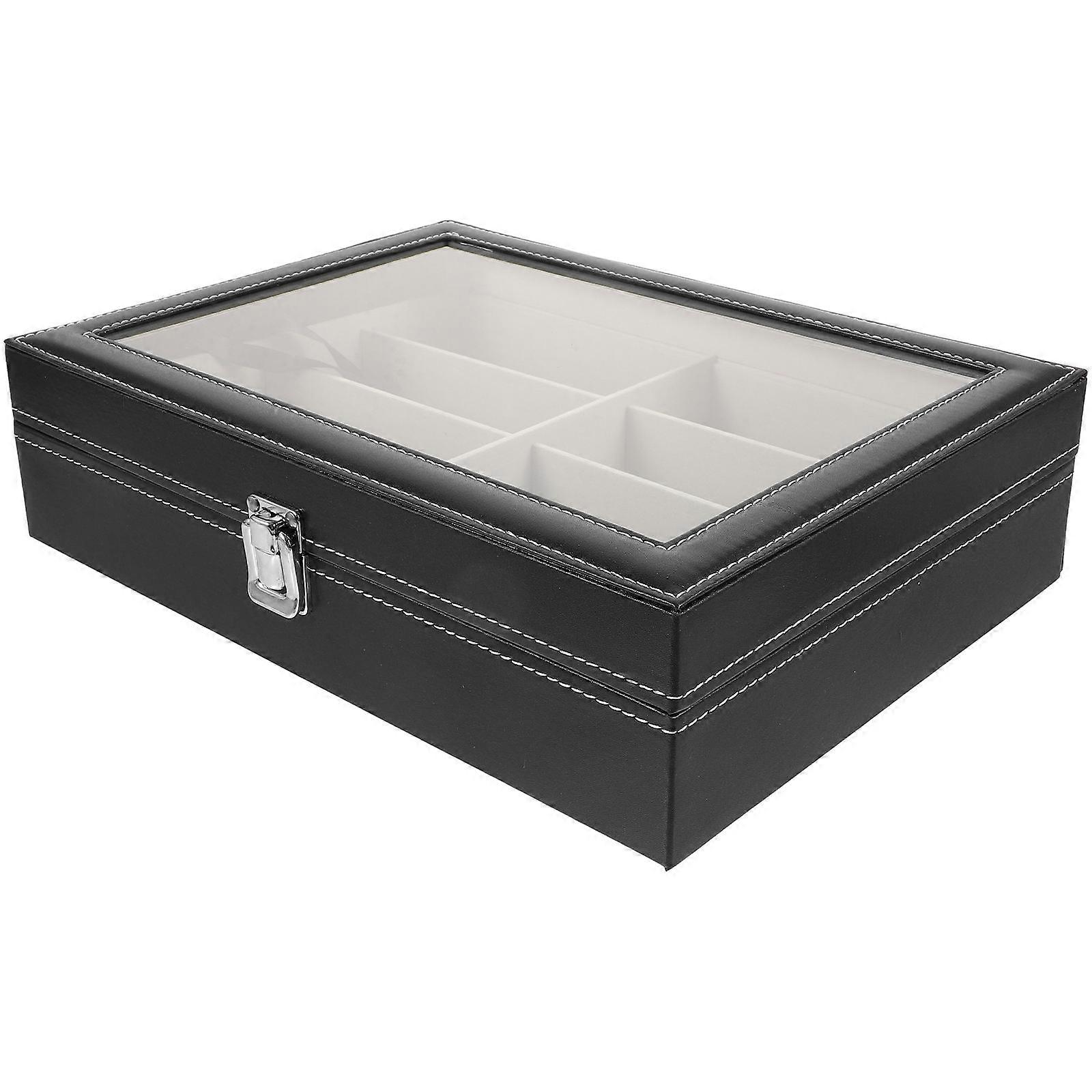 Eyeglasses Display Stand Storage Organizer Home Use Rectangular Gray 35.00X23.50X4.50CM Protection 1Pack