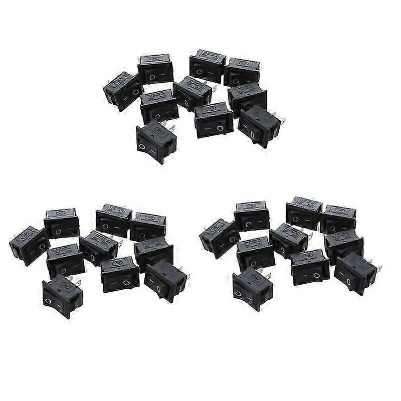 30 pcs SPST Mini Black 2-Pin Toggle Switch AC 125V 10A 250V 6A
