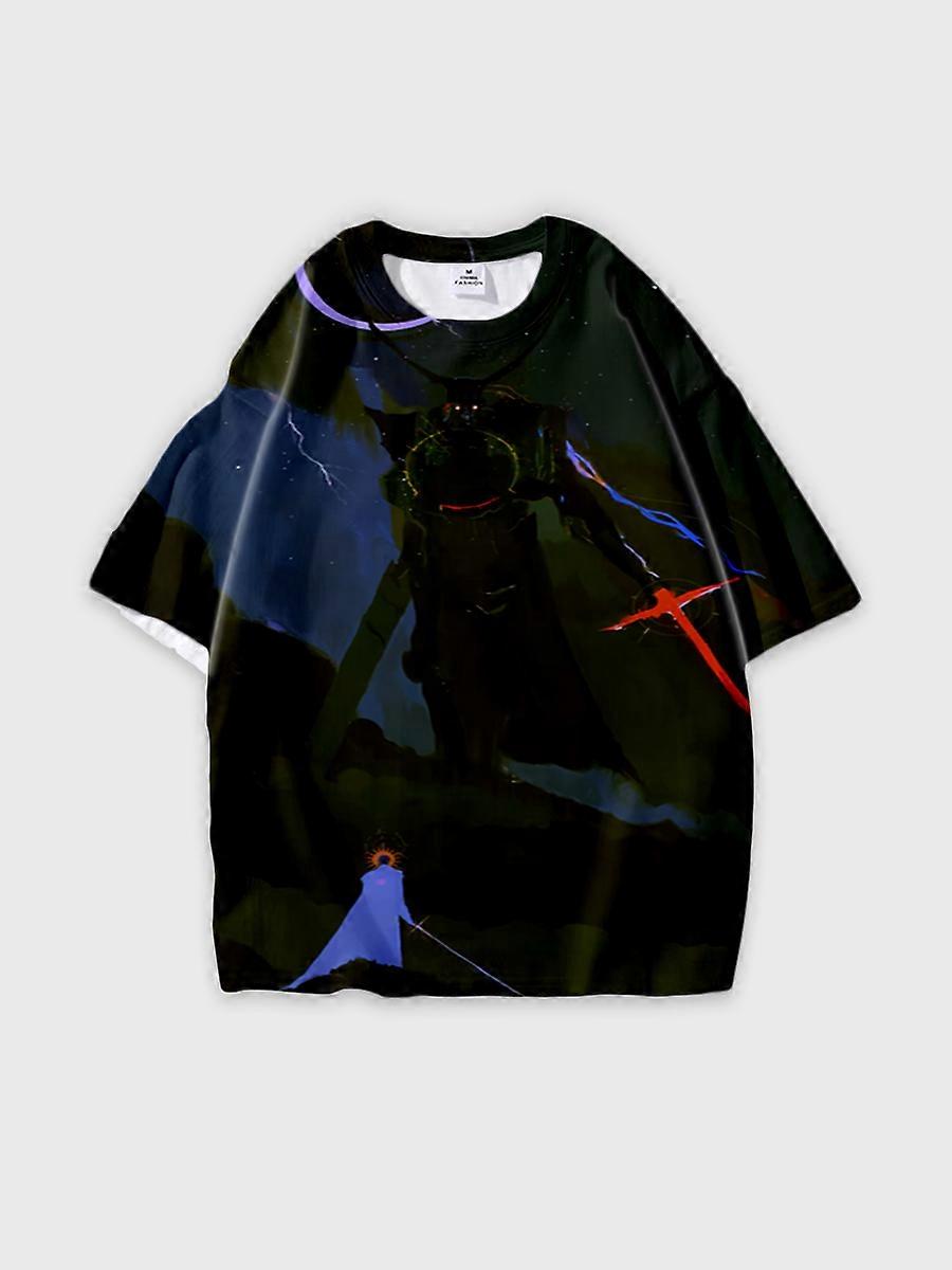 T-shirt round neck Pattern loose short sleeve B1736