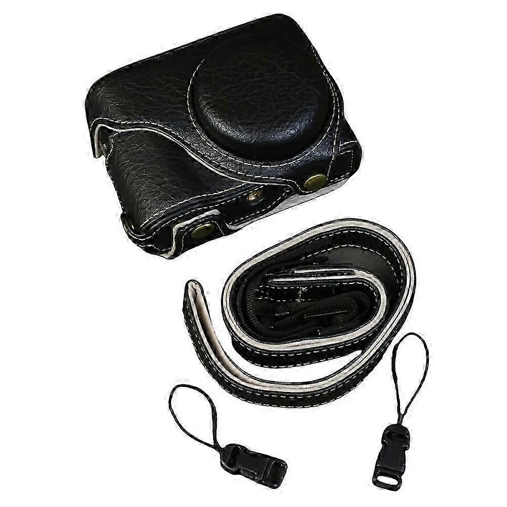 Compatible For Panasonic Lumix DMC-ZS99 / DMC-TZ99 Camera Case Buffalo Texture PU Leather Protective Cover with Shoulder Strap