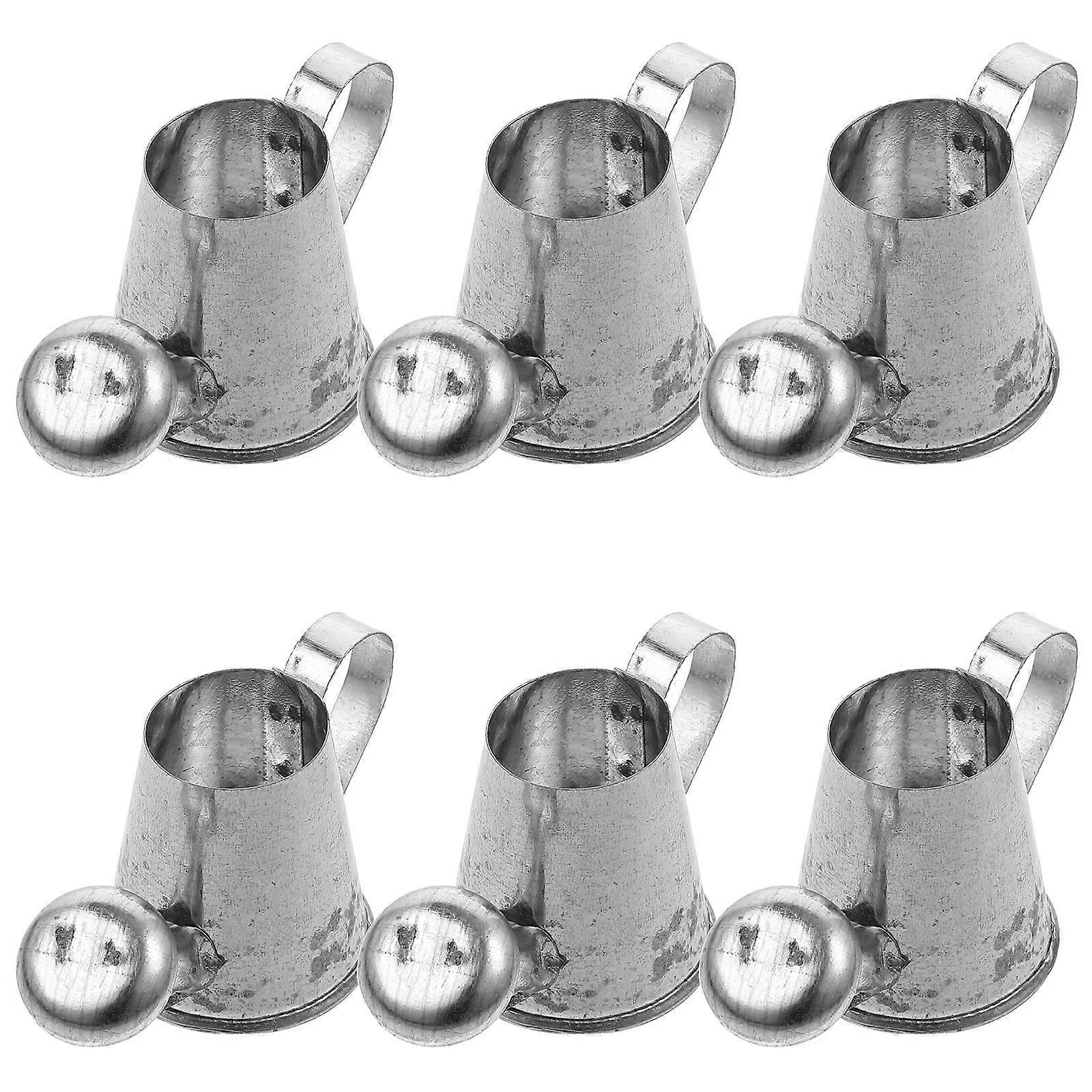 Vintage Watering Can Miniature Garden Accessories Small Indoor Water Can for Doll House Accessory 6Pcs
