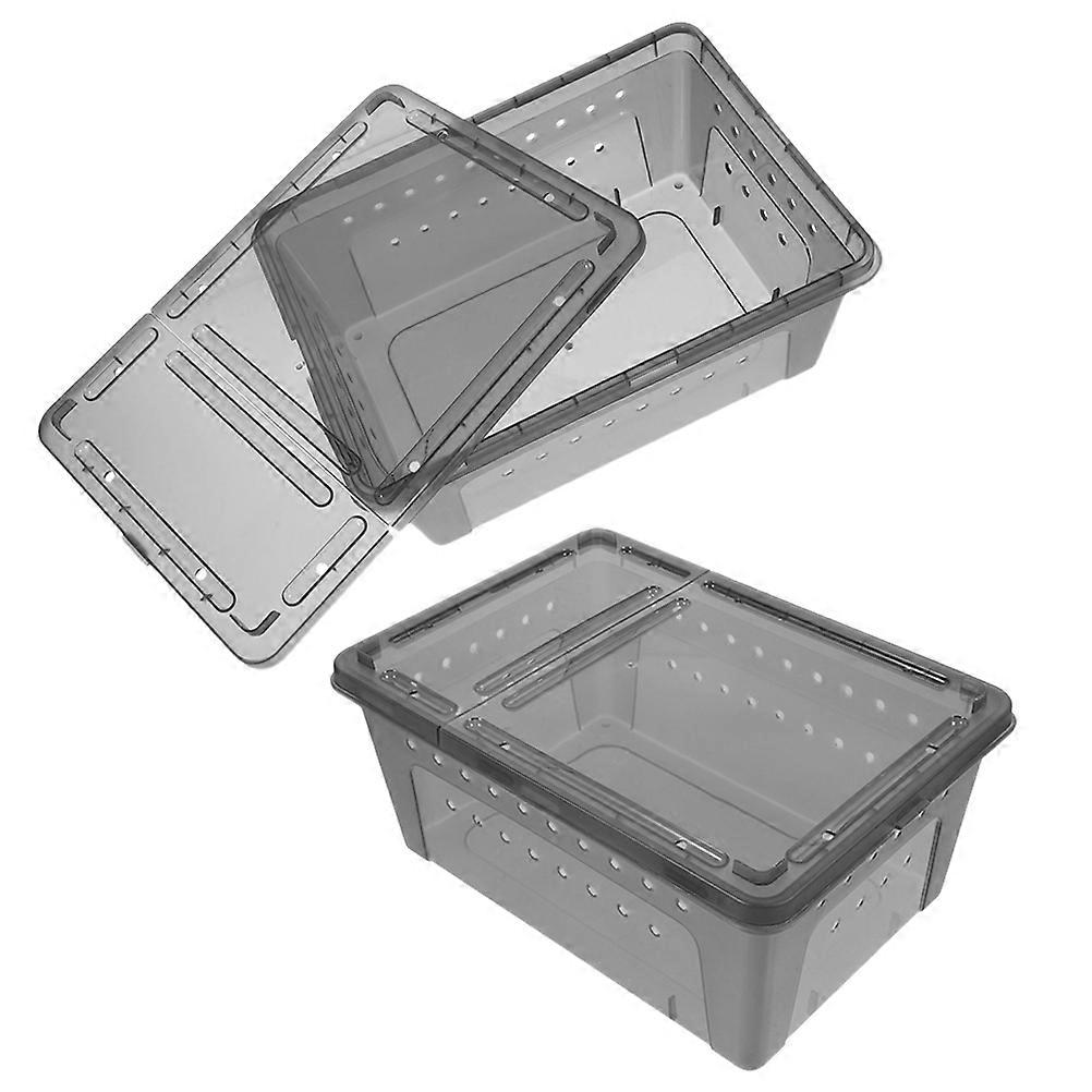 2pcs Reptile Feeding and Breeding Boxes Habitat Containers