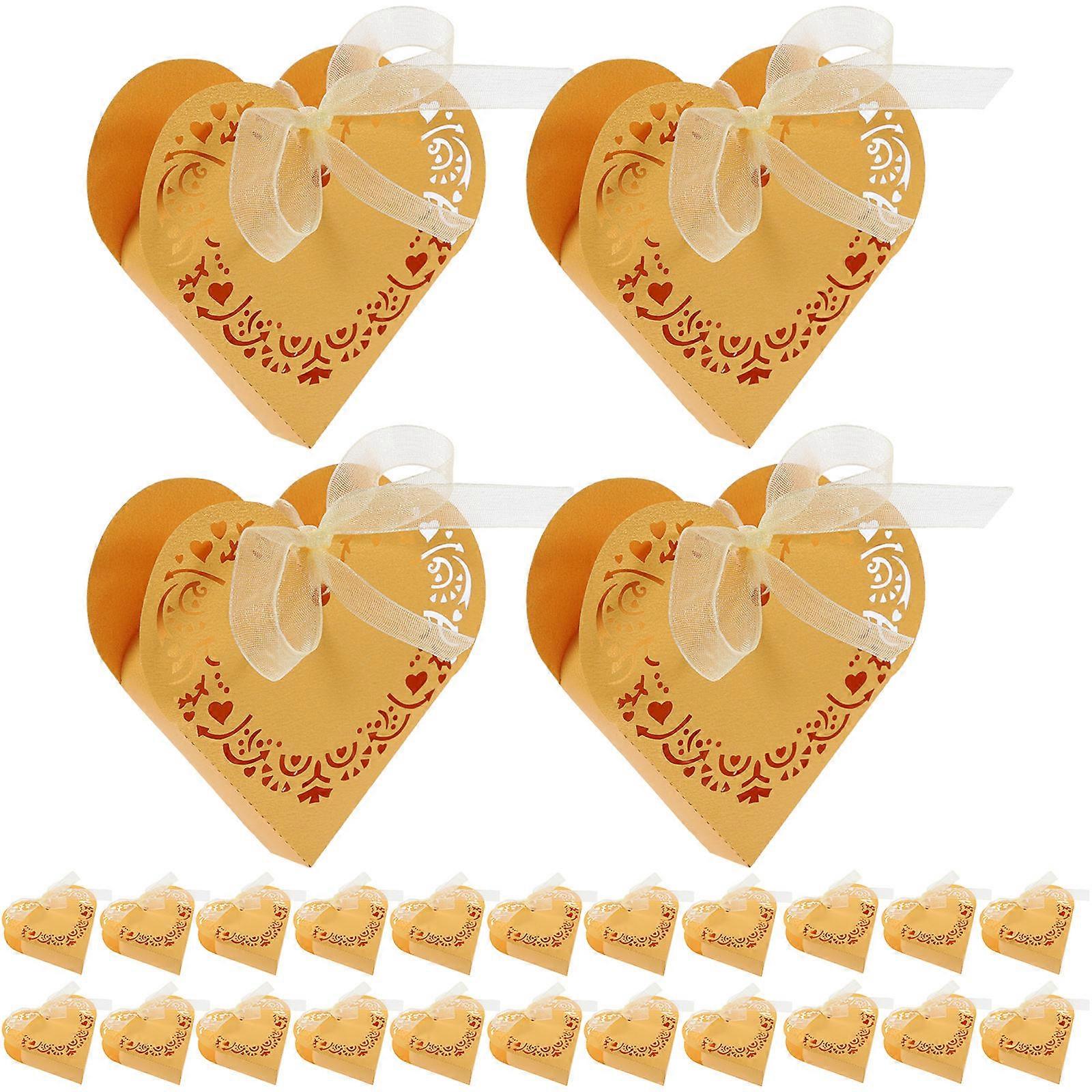 50 Heart-Shaped Candy Boxes for Home Use Black Paper Gift Boxes 6.3 Inches