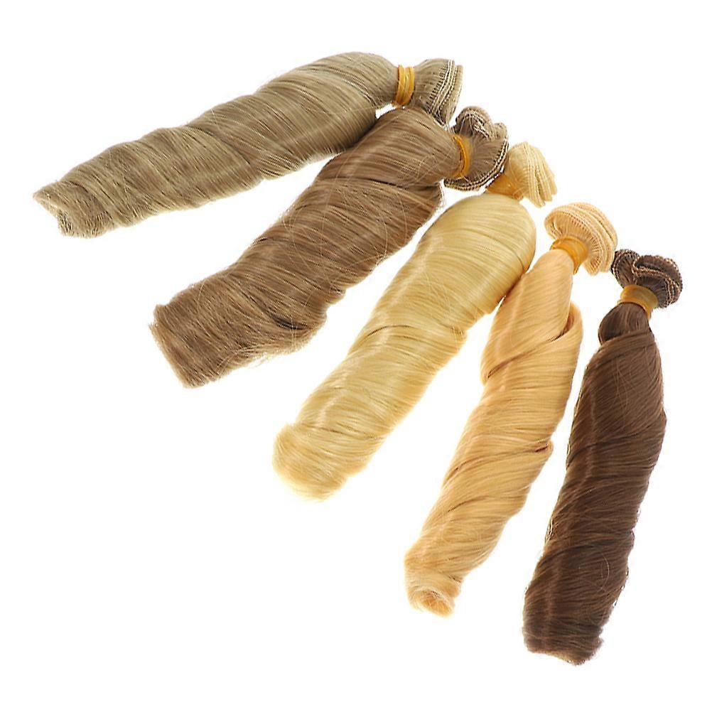 5pcs Heat Resistant Synthetic Doll Hair Wefts for Crafts   Curly Wig Extensions for DIY Styling, Comfortable and Durable