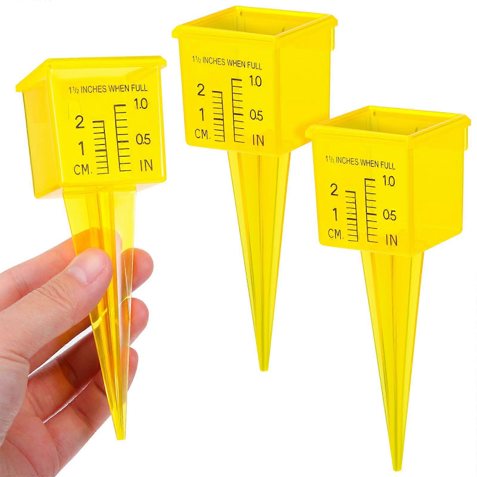 Professional Rain Gauge 3Set For Kids And Gardeners Accurate Measurement In Yellow 13.40X4.70X4.30CM