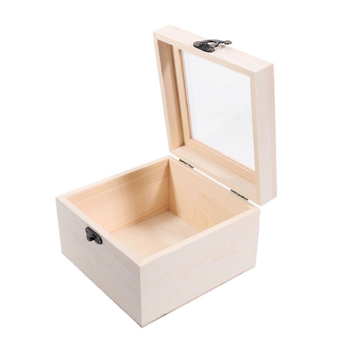 Yellow Translucent Wooden Gift Box for Storing Eternal Flowers Perfect DIY Storage Case 15 x 15 x