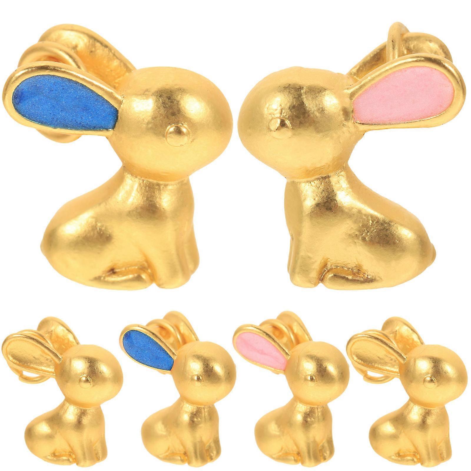 Golden Rabbit Shaped Bracelet Charms Made of Alloy for DIY Jewelry Accessories 6Pcs