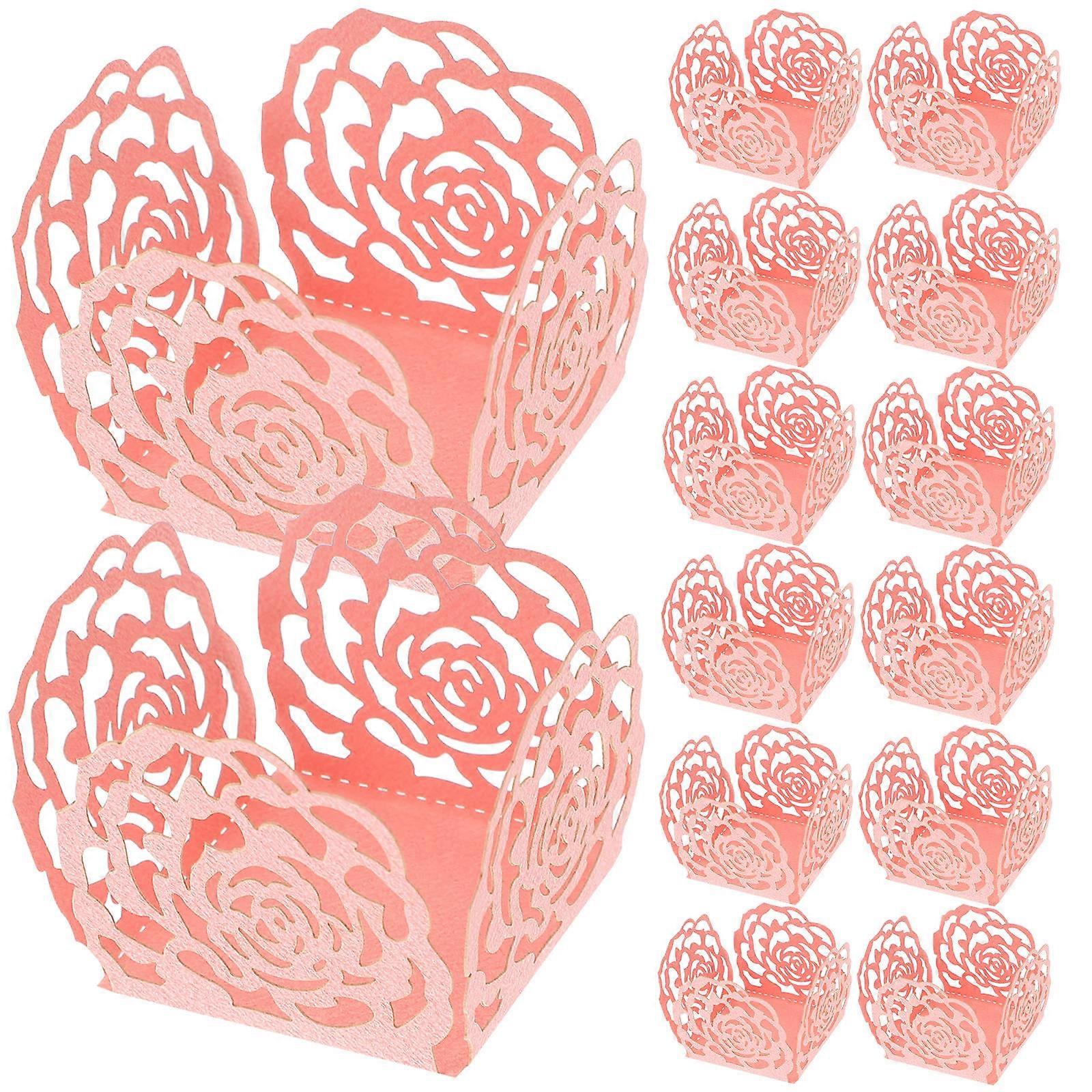 Pink Chocolate Wrappers with Hollowout Rose Design for Party Use and Storage 50 Pieces