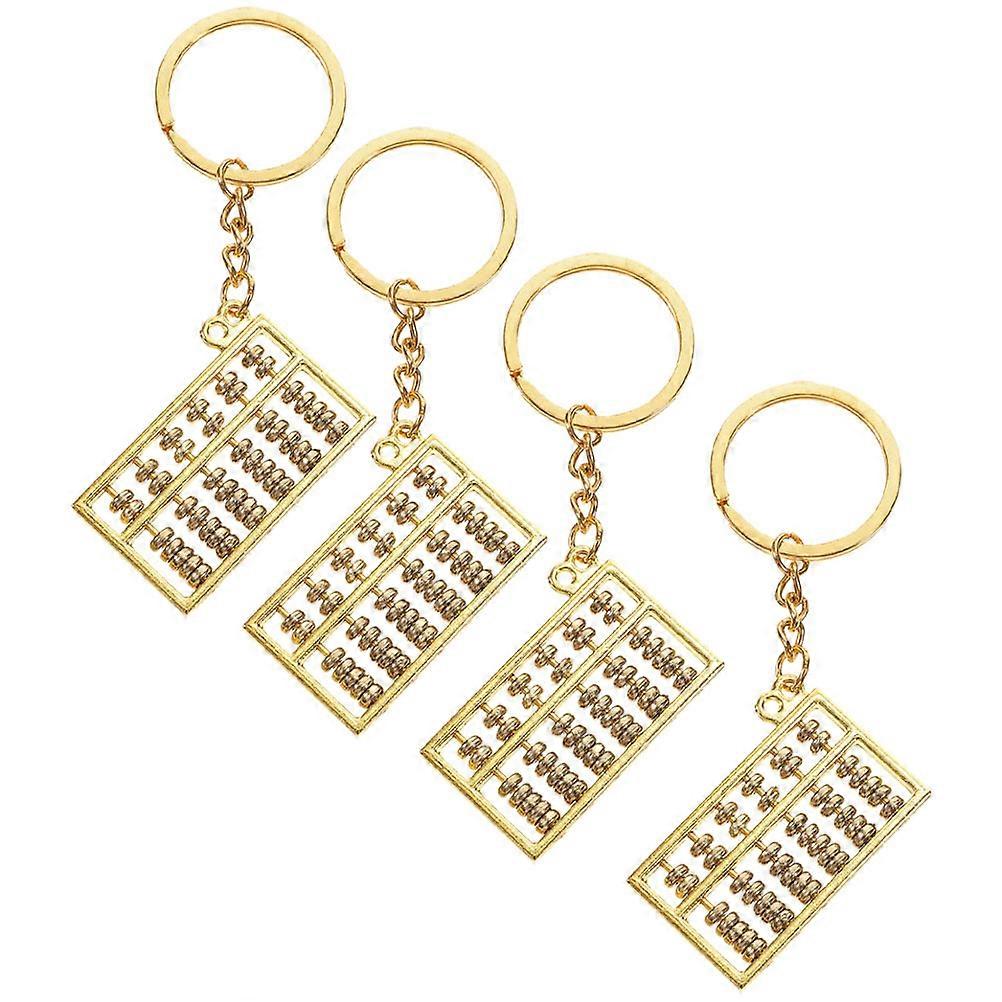 Alloy Abacus Keychain Pendants with Golden Color and Hanging Ornament Design for Decor 4pcs
