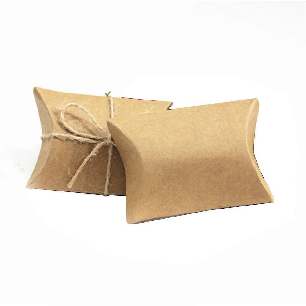 Khaki Paper Candy Boxes in Pillow Shape for Small Items Storage and Party Decorations 100pcs
