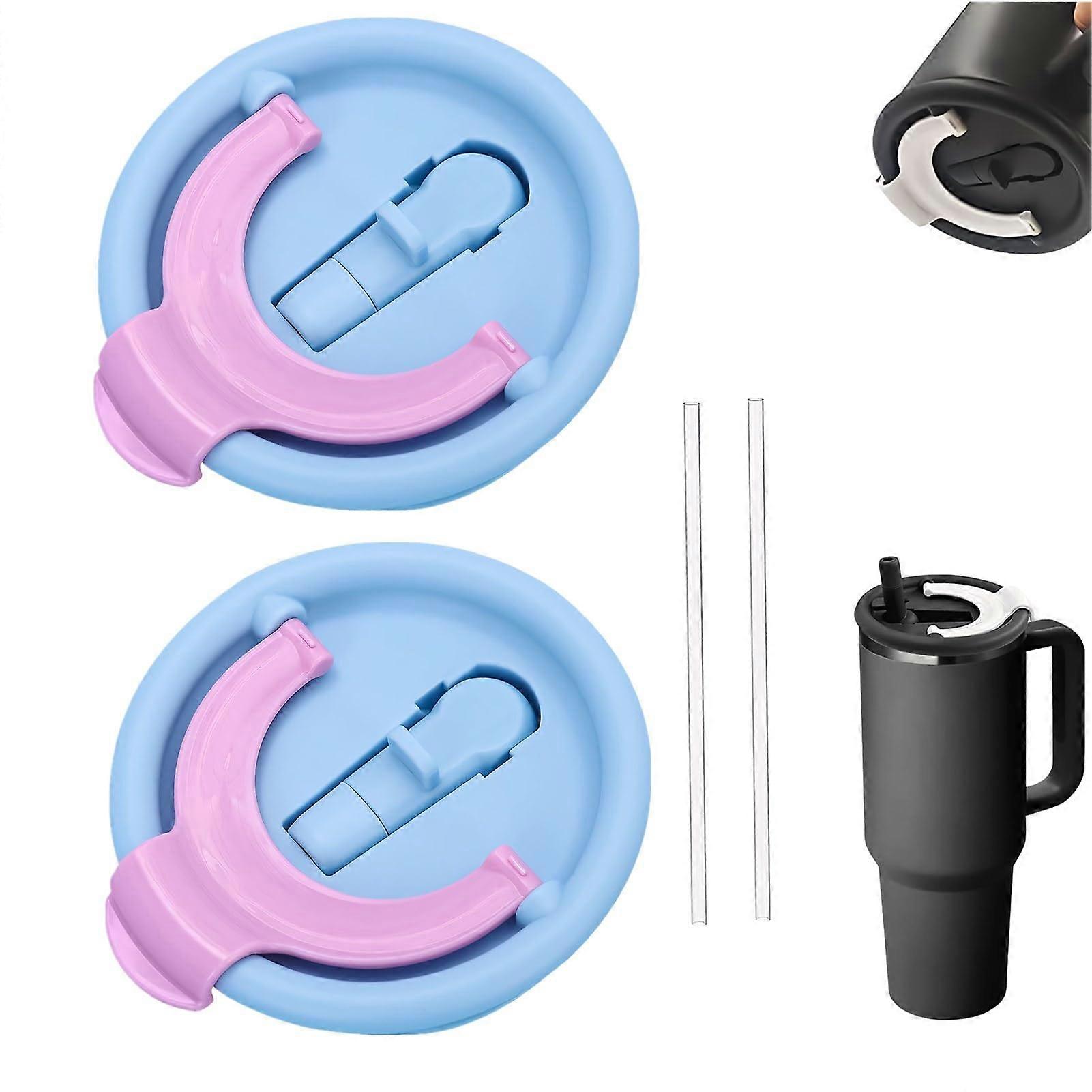 Replacement Lid for 40 oz Stanley Cups, BPA-Free Leak-Proof Drinking Bottle Lids with Straw, Pack of 2