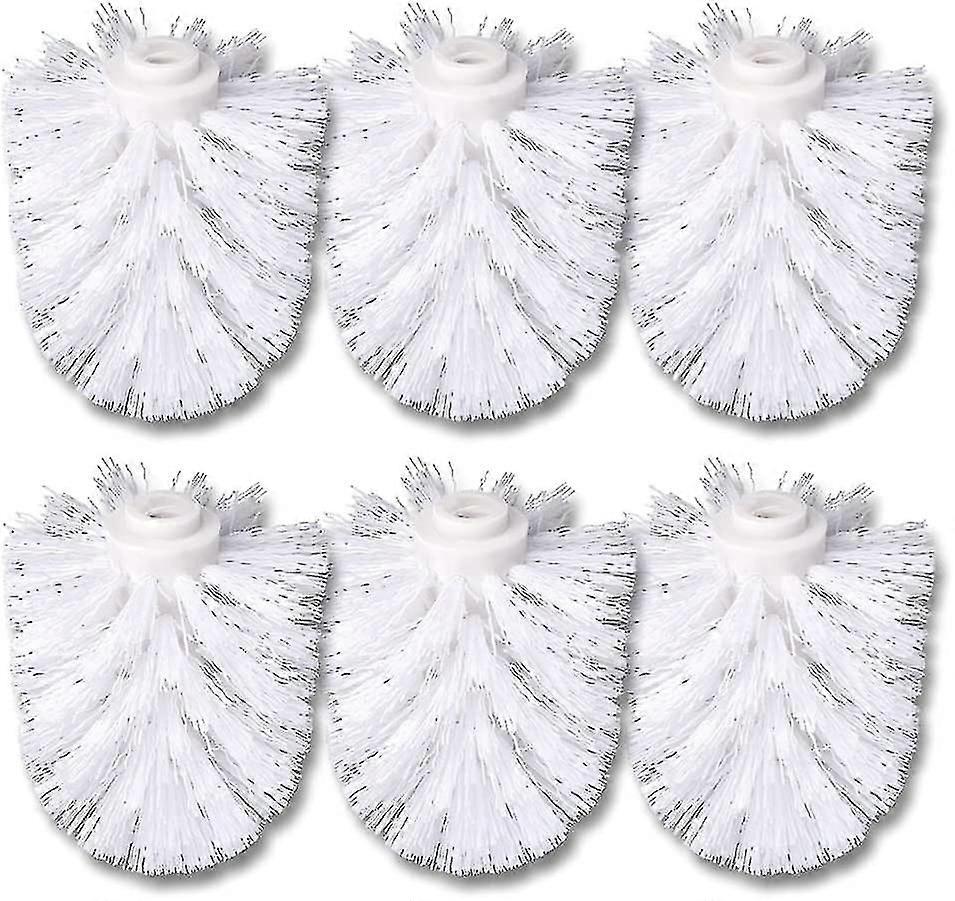 6 stk. toalettbørstehode hvite erstatningsbørster diameter 8 cm