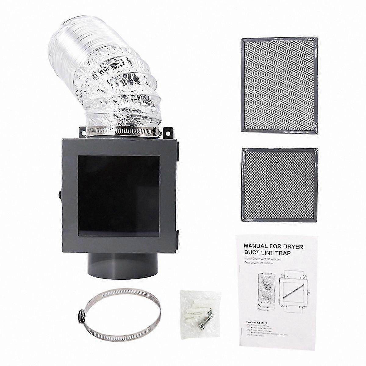 Lint Trap for Dryer Duct, Ventilation Kit with Flexible Hose for Indoor Use