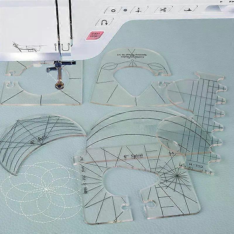 6Pcs Free Motion Quilting Ruler Template Sample Set Sewing Machine Quilter's Ruler Patchwork Sewing Ruler Stencil Tool