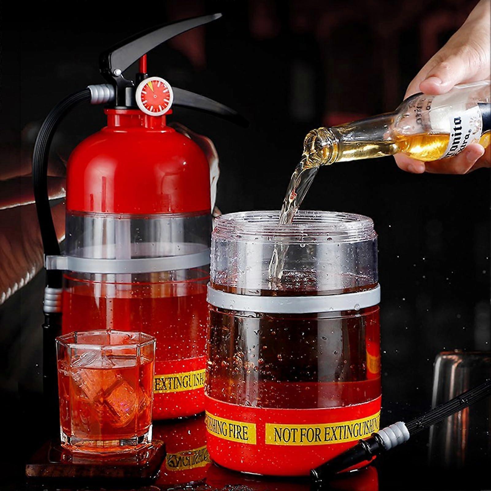 1.5L Beer Column Dispenser with Fire Extinguisher Design, Portable, Transparent, Red