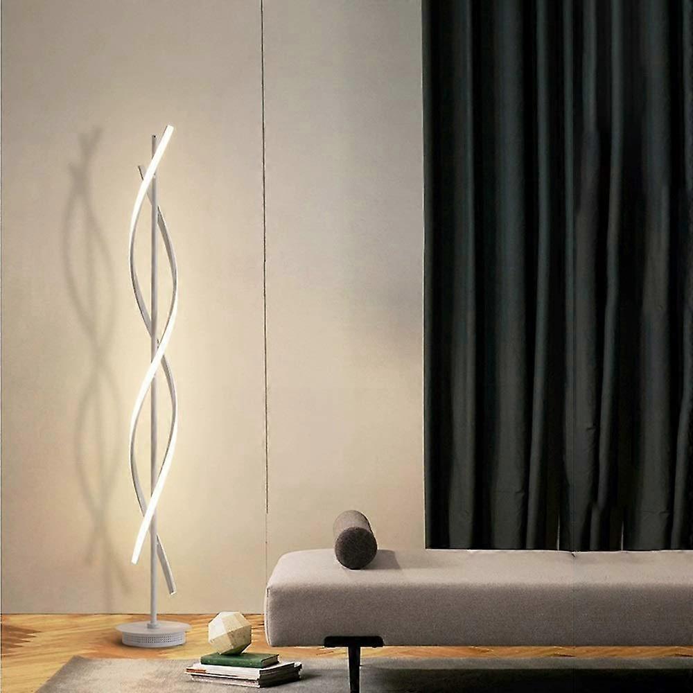 Modern LED Floor Lamp with Dimmer Spiral Design, Remote Control, Eye Protection, 3 Brightness Levels, 3 Color Temperatures, White