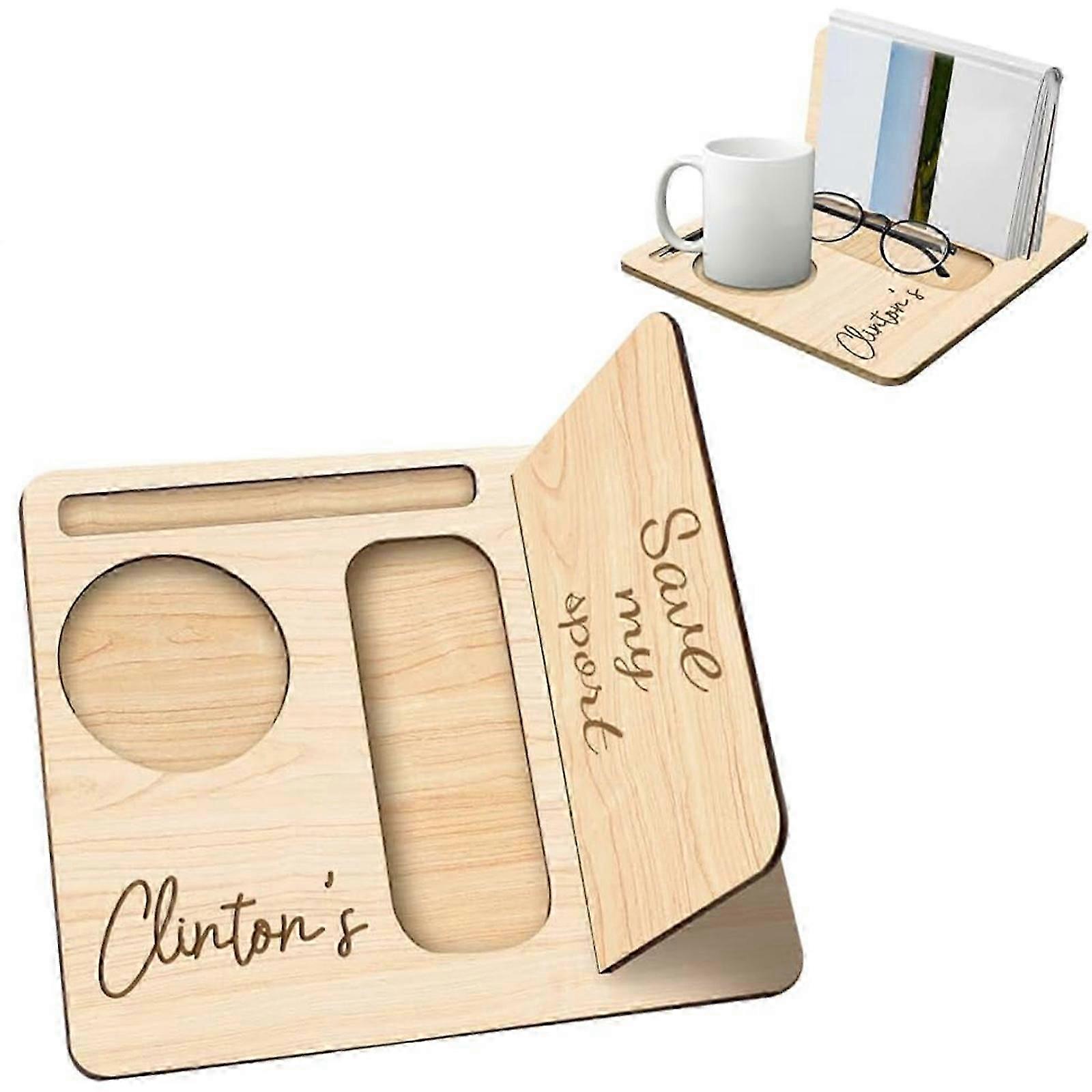 Wood Book Rest Bookcase, Custom Book Holder with Coffee Drink Holder, Wooden Bookshelf Book Stand Holder