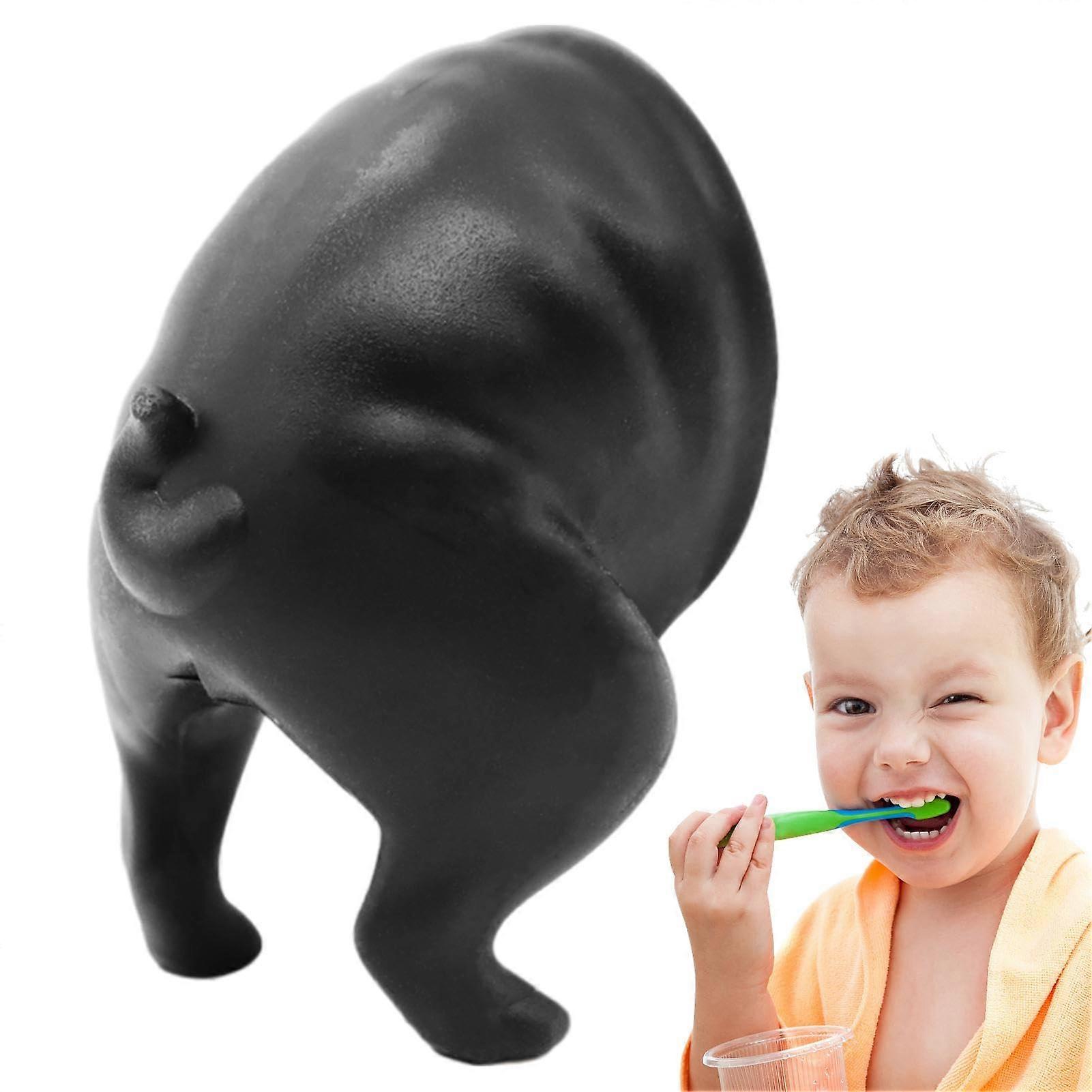 Dog Pooping Toothpaste Topper Silicone Lid for Kids and Pets, Animal-Shaped Dog Toothpaste Cap, Black Design